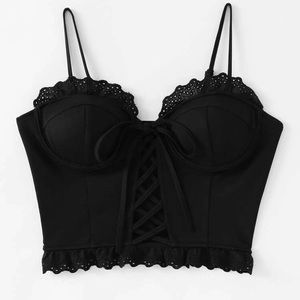 Black corset crop tank top